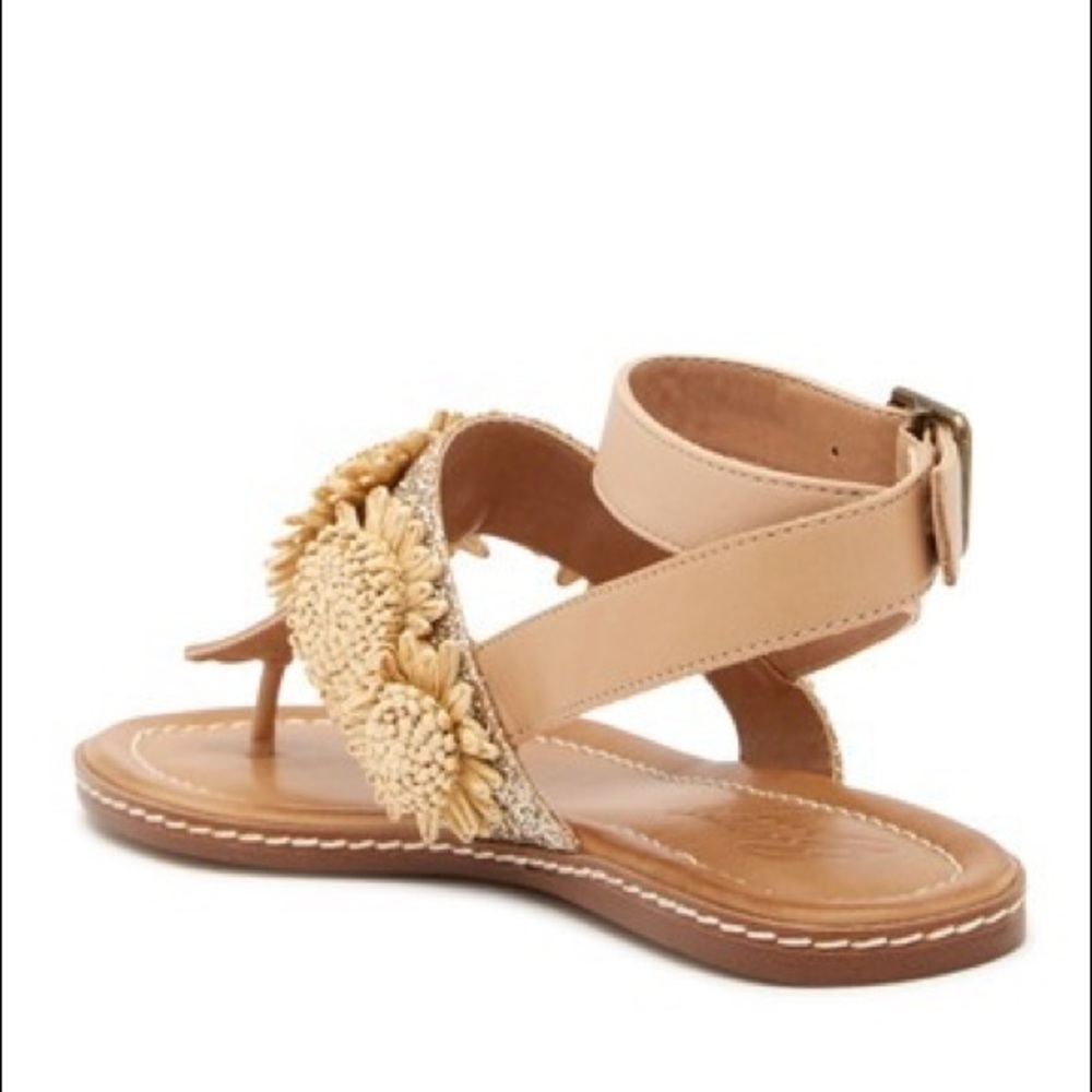 Nude Bohemian Goddess Sunflower Leather Sandals - Picture 3 of 5